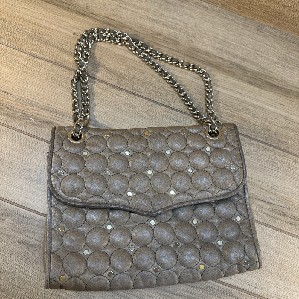 Rebecca‎ Minkoff Large Affair Quilted Studded Leather Flap Bag Taupe